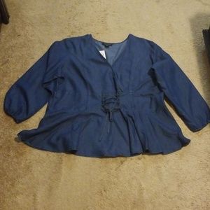 New Ashley Stewart Denim Look Peplum